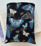 Butterfly Print Quilted Fabric Book Sleeve - Hardback Size