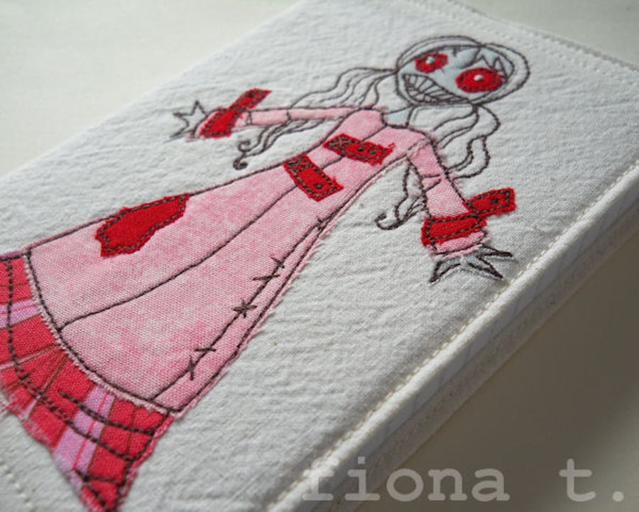 embroidered zombie lady notebook