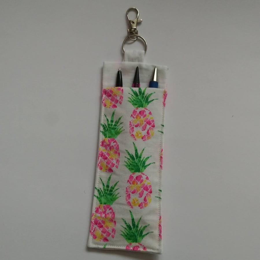 Lanyard Pen Holder with Pink Pineapple Design
