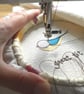 freehand embroidered lavender bag sachet hanging decoration BLUE TIT - Image 7