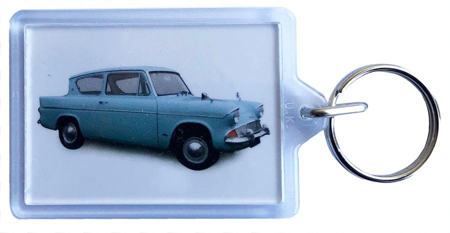 Ford Anglia 105E 1967- Keyring with 50x35mm Insert - Car Enthusiast