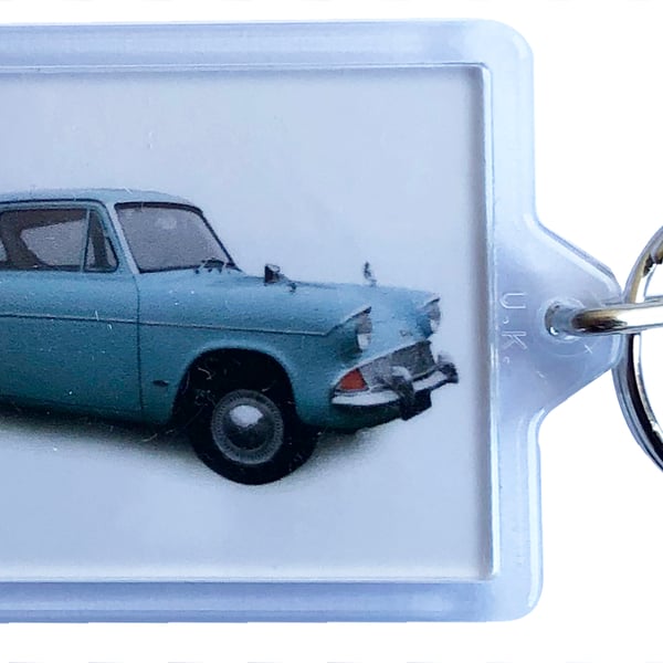 Ford Anglia 105E 1967- Keyring with 50x35mm Insert - Car Enthusiast