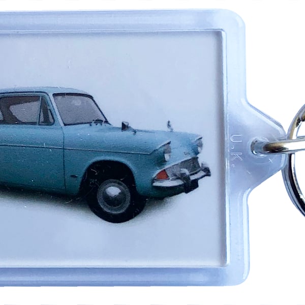 Ford Anglia 105E 1967- Keyring with 50x35mm Insert - Car Enthusiast