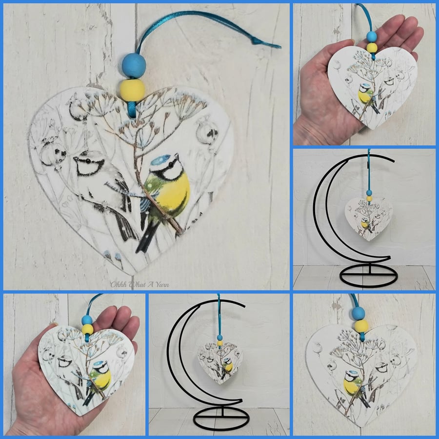 Blue tit hanging decoration. Blue tit ornament. Blue tit decoration.