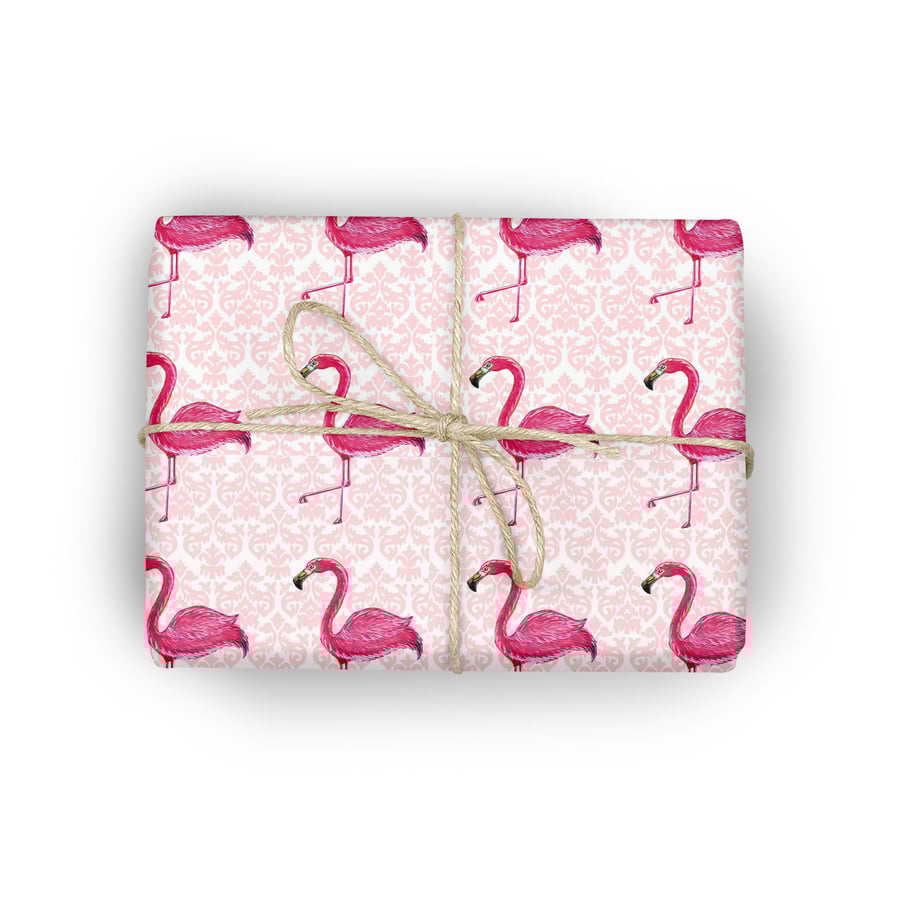 Flamingo wrapping paper, A1 sheet, pink gift wrap, novelty print gift 