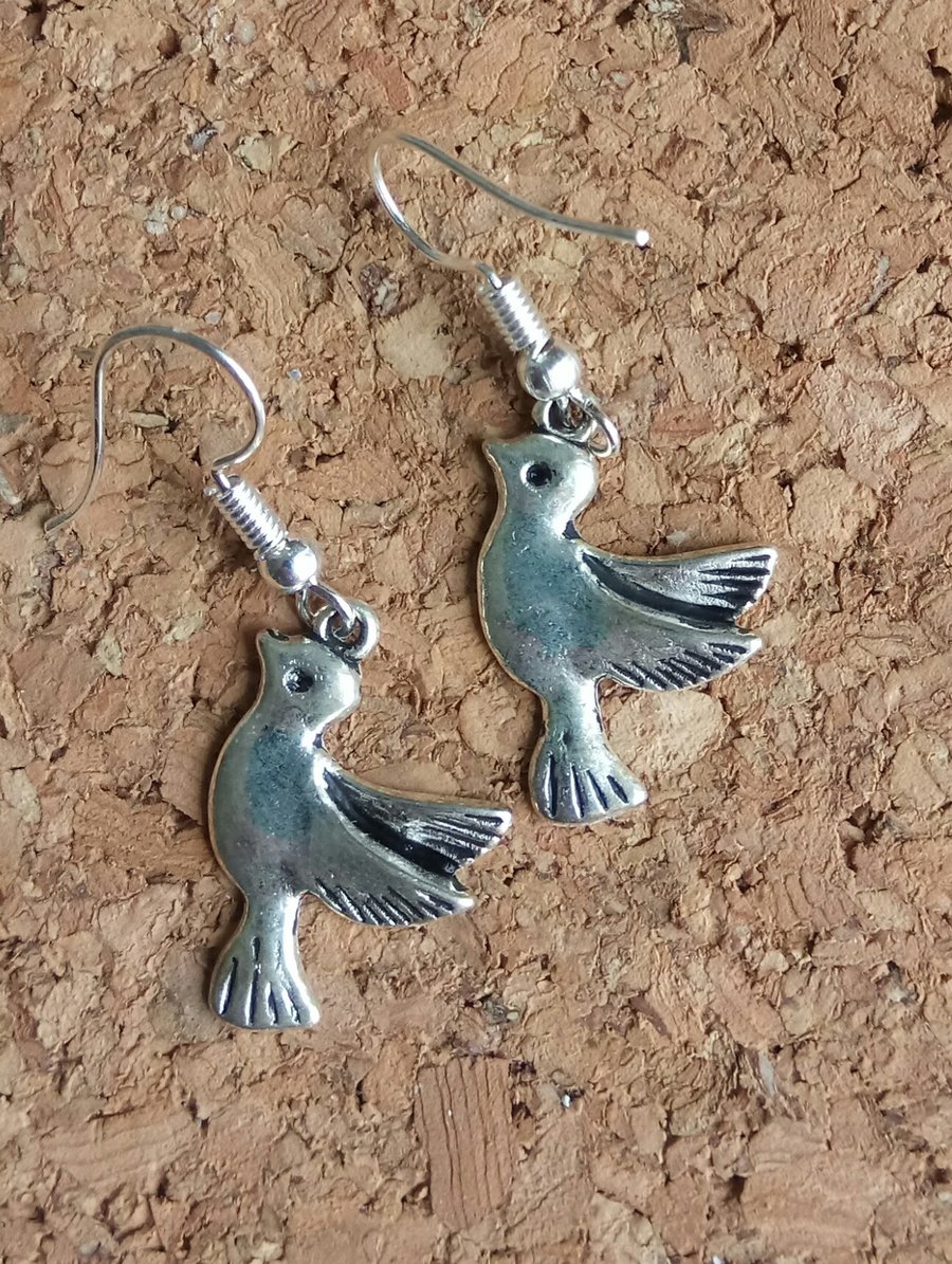  Tibetan Silver Dove Earrings
