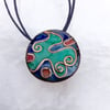 SMALL CLOISONNE ENAMELLED PENDANT - ROUND