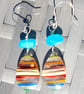 Surfite & Blue Seaglass Earrings Sterling Silver Wire-Wrapped Jewellery Gift - Image 2