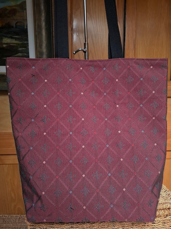 Maroon brocade tote