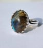 Sterling Silver Blue Flash Labradorite Adjustable Ring Handmade Jewellery Gift - Image 3