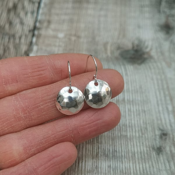Hammered Sterling Silver Disc Earrings 