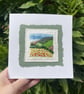 Poppy field landscape embroidered card