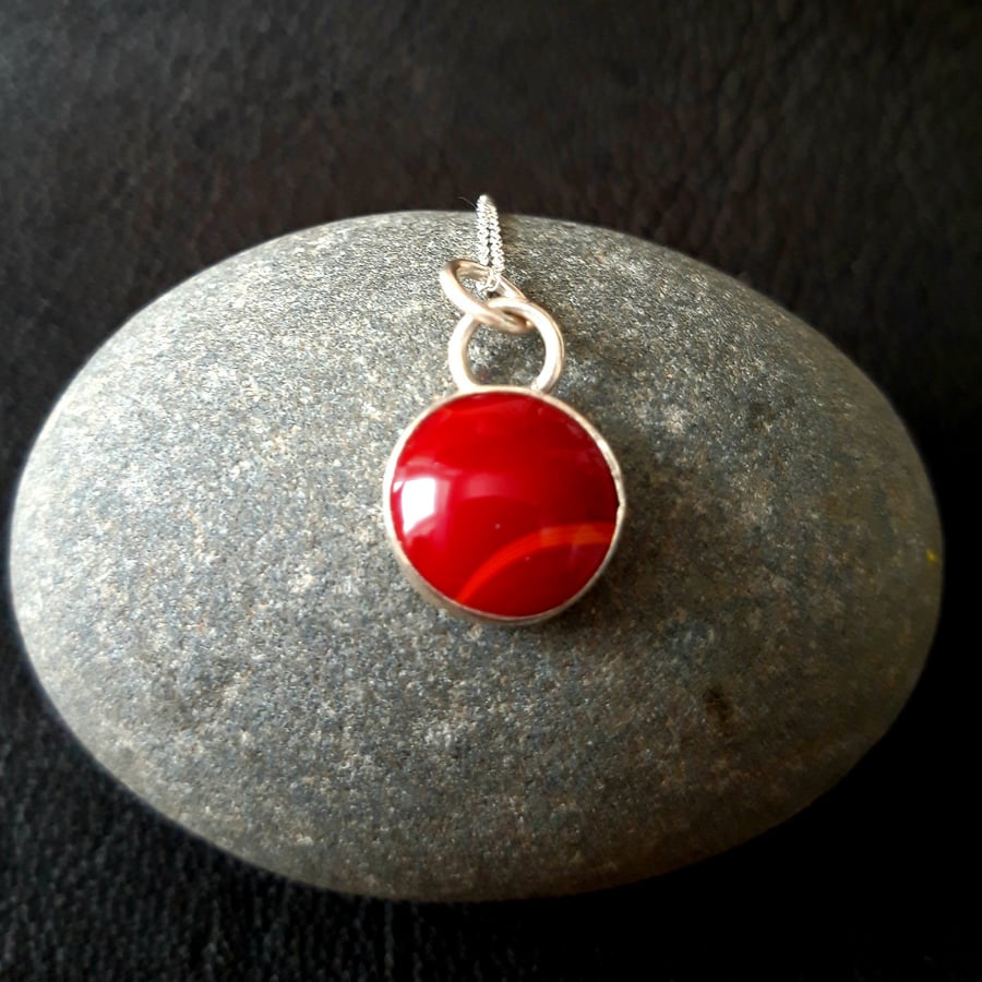Red Fenton Glass Necklace