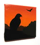 Eagle Magnet - acrylic painted orange sunset scene with bird of prey silhouette - Image 2