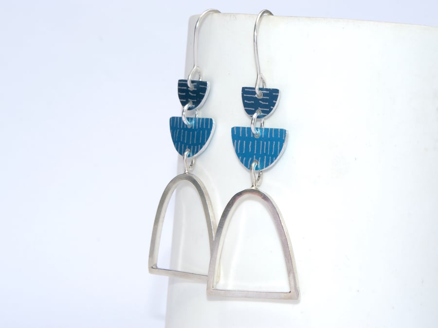 Turquoise and navy drop earrings