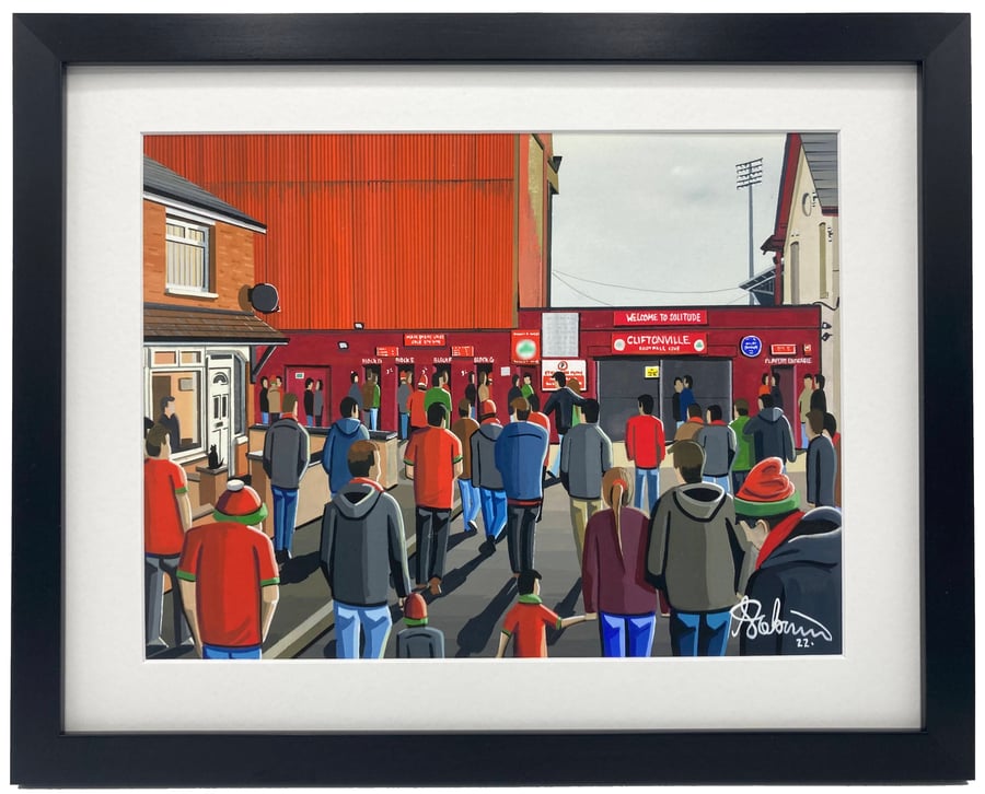 Cliftonville F.C, Solitude Stadium. Quality Framed, Football Art Print