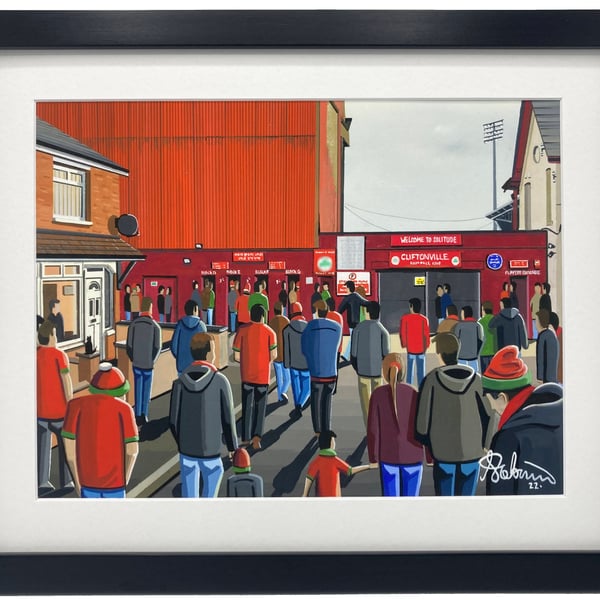 Cliftonville F.C, Solitude Stadium. Quality Framed, Football Art Print