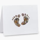 Pressed Floral Printed Baby Feet Greeting Card