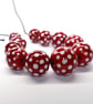 Handmade red and white patterned lamp work glass beads - Image 9