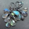 Labradorite and oxidised silver cluster earrings