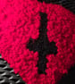 Red Heart Punch Needle with Cross Gothic Desk Rug Mug Rug or Mouse Mat  - Image 4