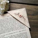 Hand Embroidered Felt Corner Bookmark - Vintage Style Rose