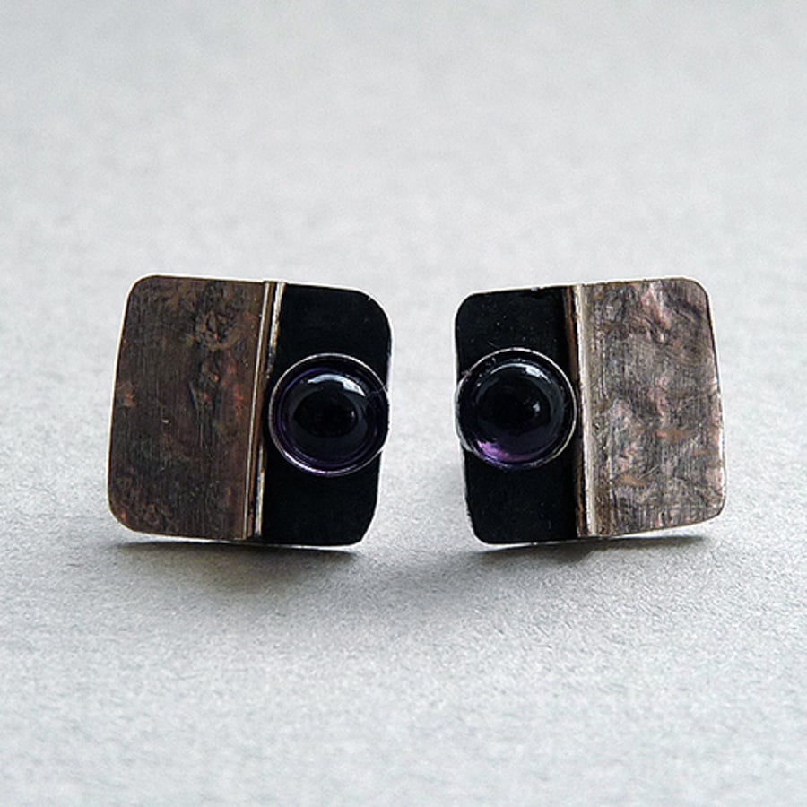 Sterling Silver Studs with Amethyst