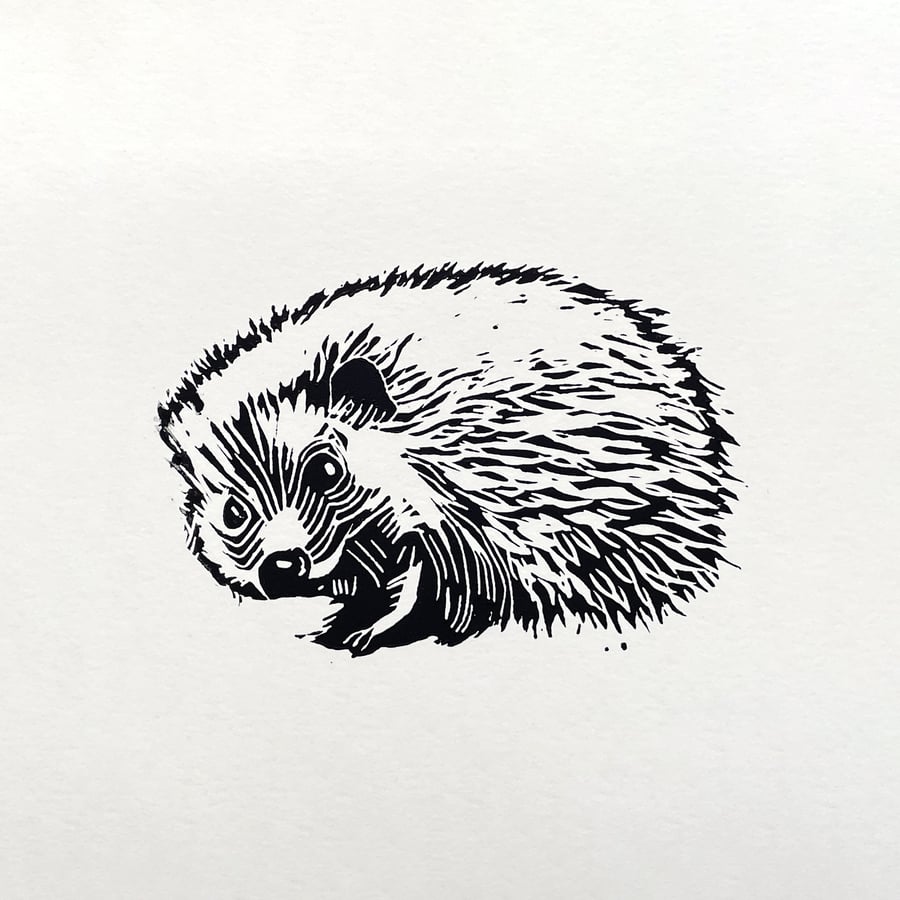 Hedgehog - Linocut Print