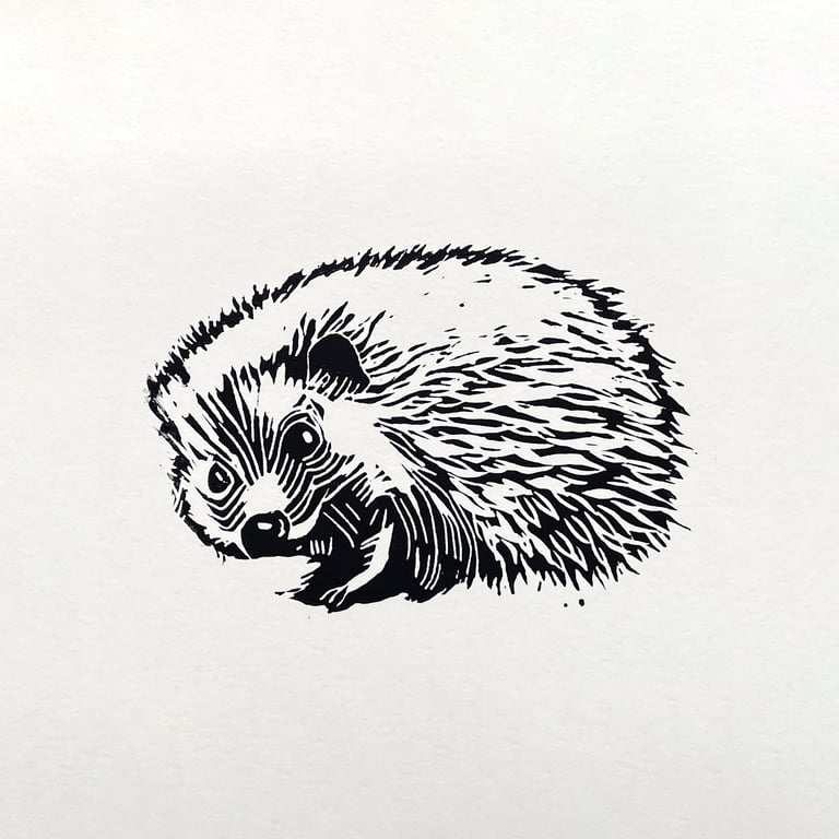 Hedgehog - Linocut Print