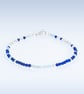 Lapis Lazuli Aquamarine and Sterling Silver handmade beaded bracelet