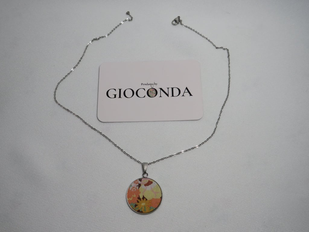 Hand Crafted Pretty Pendant - Made Using Liberty Print Fabric 