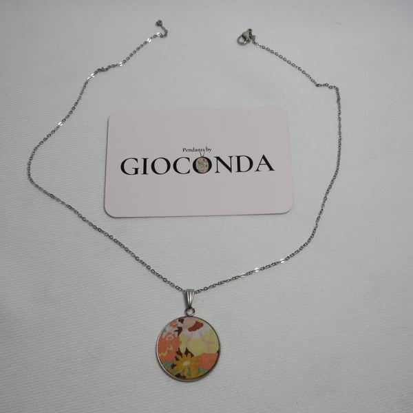 Hand Crafted Pretty Pendant - Made Using Liberty Print Fabric 