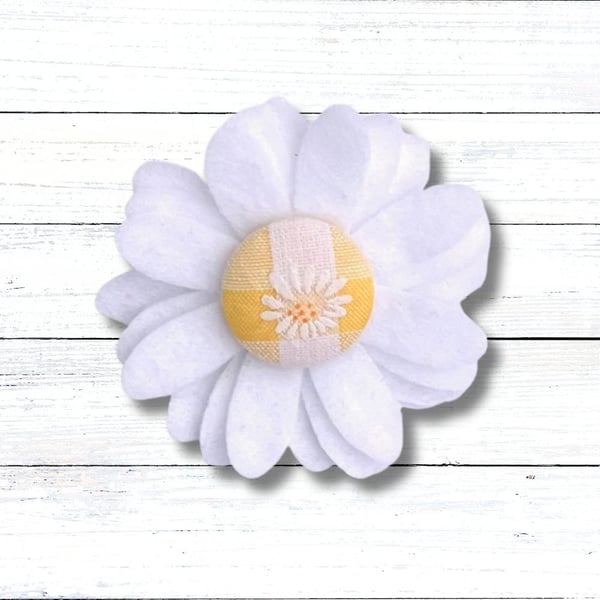 Handmade Felt White Flower Brooch, Eco Friendly Upcycled Fabric, Gift Boxed