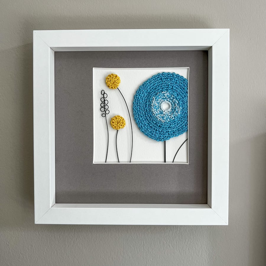 Framed Flowers - Yellow & Spring Blue