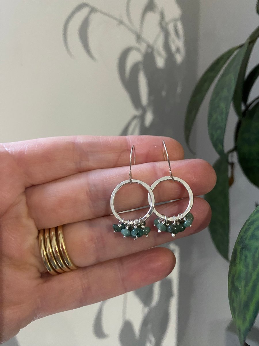 Emerald Gemstone Super Disco Ruffle Earrings