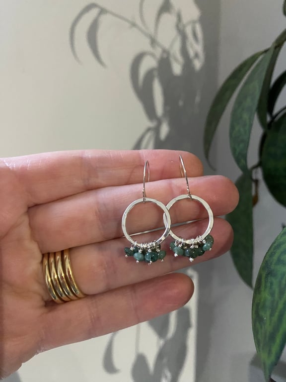 Emerald Gemstone Super Disco Ruffle Earrings