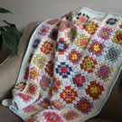 Crochet blanket white granny square