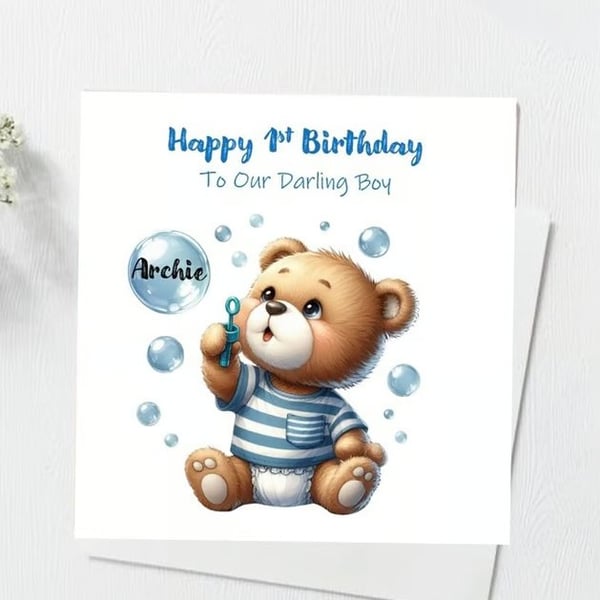 Personalised Boys or Girls 1st 2nd 3rd Birthday Card Handmade First Birthday