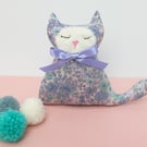  Lavender Cat Sachet Liberty Emily Mint and Dusky Pink Fabric