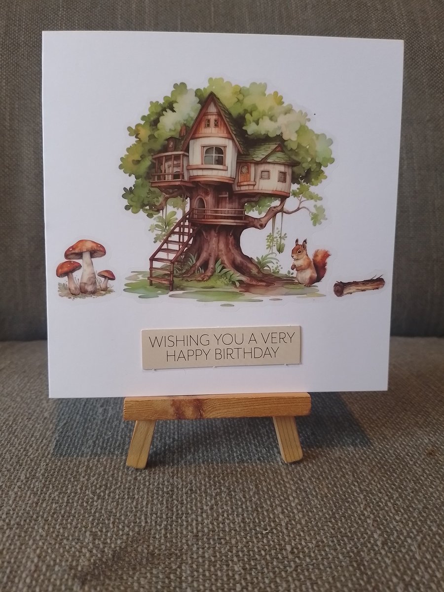 Forest Woodland Birthday card handmade 