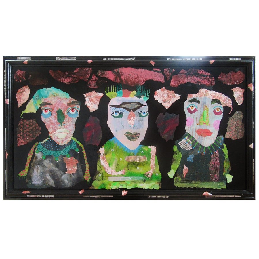 X Large Figure Painting Outsider Folk Art Brut Unusual Framed Statement Artwork