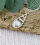 Necklace, Silver Teardrop Pendant with White Pearl