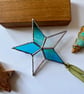 Iridescent blue teal stained glass star, stained glass Christmas decoration  - Image 2