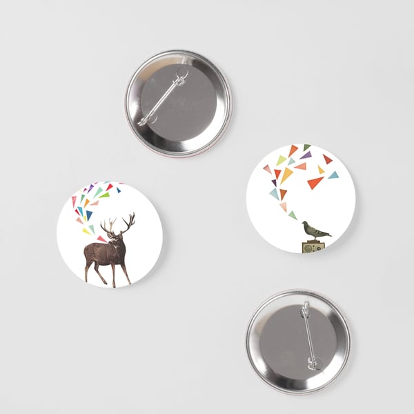 Bird and Stag Badge Set - Sing