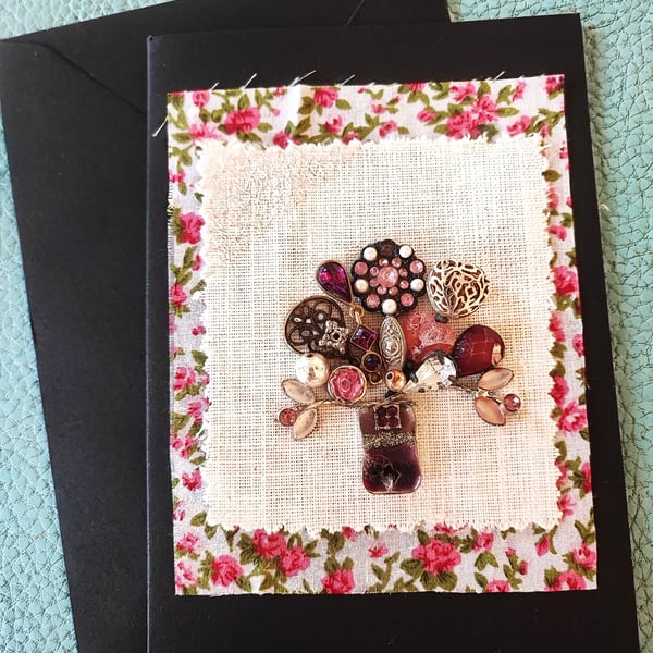 Jewellery Card with flowers in vase