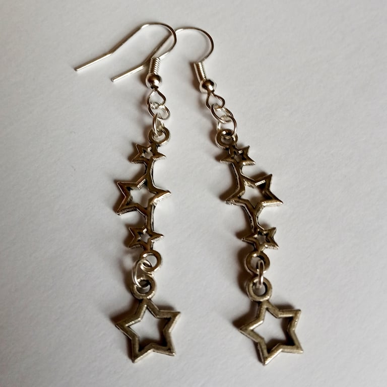 Shooting Star Charm Celestial Silver Plate Earrings