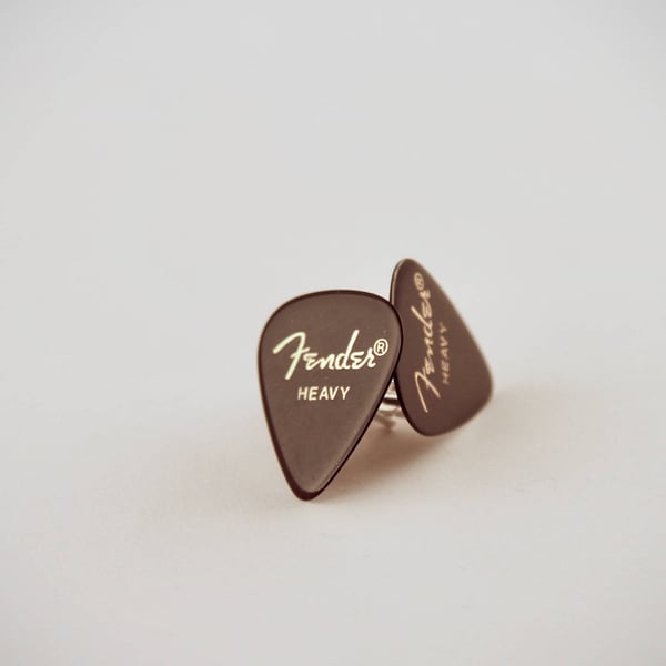 Black Fender Plectrum Silver Plated Cufflinks.