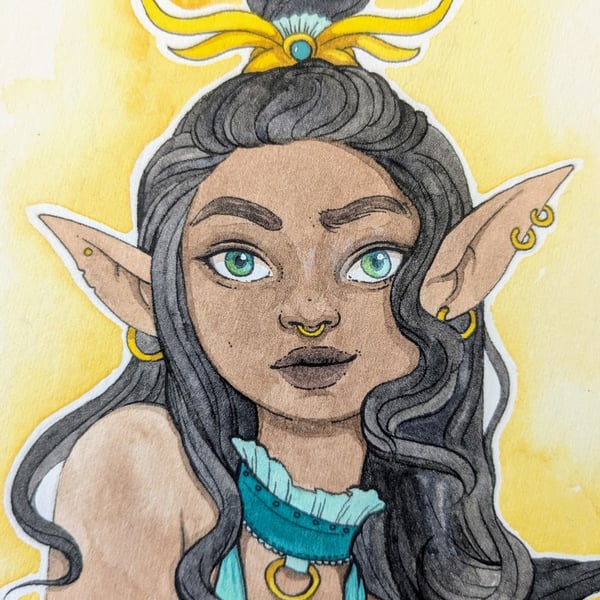 Fae Royalty Original Ink & Watercolour Illustration