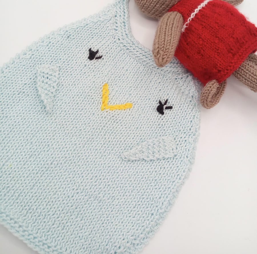 Hand Knitted Chirpy Bird Bib for a Baby, Baby Shower Gift, Baby Gift