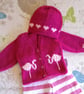 Baby Knitting Pattern for Jacket and matching Hat with Flamingos.  Digital - Image 6